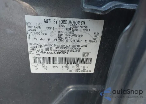 2010 Ford Edge Sel z USA, uszkodzony, nr VIN 2FMDK3JC3ABB53053